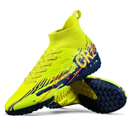 Soccer Cleats for Mens Womens Indoor Turf Soccer Shoes Youth AG TF Training Football Boots Unisex (033 Huang TF_41)