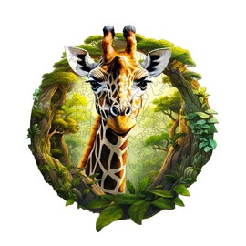 Jigfoxy Wooden Jigsaw Puzzles for Adults, Giraffe Wooden Puzzles for Adults 260pcs, Unique Animal Shape Wood Puzzles, Christmas Thanksgiving Gifts for Family Friend with Wooden Box(13.4 * 12.4in)