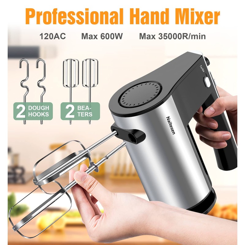 600W Electric Hand Mixer with 6 Piece Mixing Bowls with
