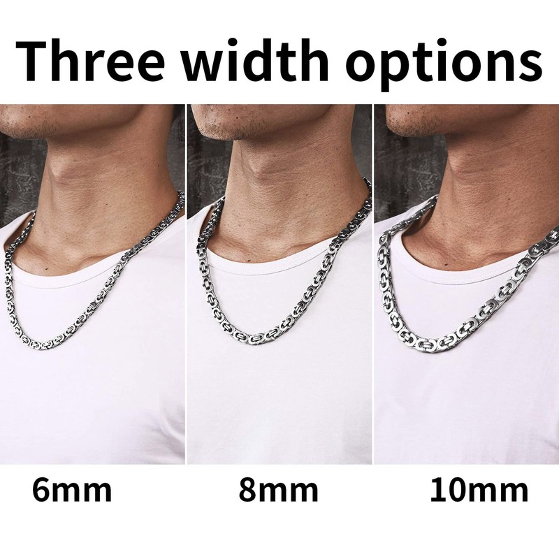 ChainsHouse men's byzantine chain, silver, gold, black, 6 mm, 8