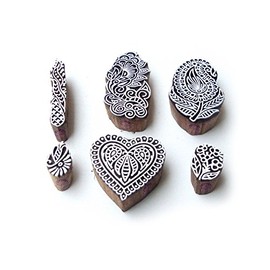 Royal Kraft Heart and Paisley Pattern Wood Block Print Stamps (Set of 6)