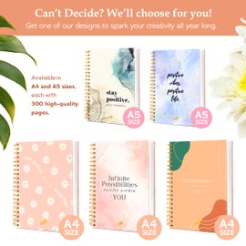 Only Zest Spiral Notebook - Journals for Writing, College Ruled Hardcover Notebooks, 300 pages, 100GSM Thick Paper, Cute Notebooks for Women, Work, School