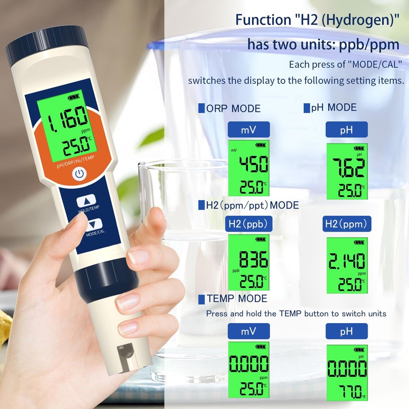 YIYEGO Hydrogen Water Tester for Hydrogen Water Bottle, pH Meter