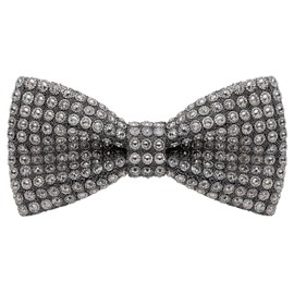 HOULIFE Rhinestone Bow Tie for Men Diamond Bow Tie Pre-Tied Sequin Bow Tie Adjustable Crystal Bow Ties for Wedding Party Banquet, gray