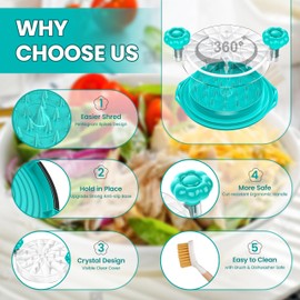 Chicken Shredder Tool Twist Large - 10'' Pro Meat Shredders for Chicken Breast,Visible Kitchen Grinder Shredder Machine with Brush,Strong Anti-Slip Strip,Ergonomic Handle,BPA Free (Tiff-blue)