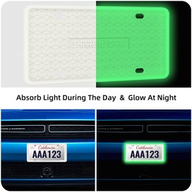 QiqaMole 1 Pack Silicone License Plate Frame, Front Back License Plate Cover, License Plate Bracket Holder Rust-Proof, Rattle-Proof, Weather-Proof for US and CA Standard Car (White/Glow)