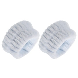 PATIKIL 4.3" x 2.4" Face Wristband Towel, 2 Pcs Washing Spa Bands Microfiber Soft Prevent Water Flow Down Arms and Floor for Armband Headband Strap, Sky Blue