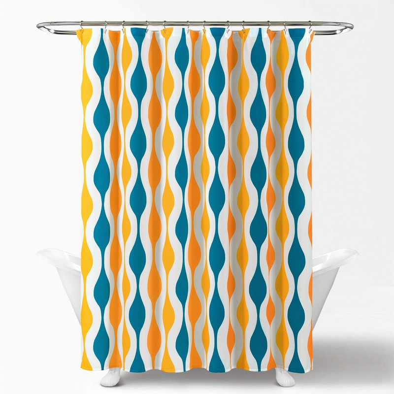 Lush Decor Mid Century Geo Shower Curtain, 72" x 72",
