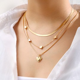 Stocking Stuffers Gifts for Women Heart Choker Necklace for Women Pearl Cross Necklace Layered Paperclip Necklace Boho Snake Chain Necklace Gold Chain Love Pendant Necklace Christmas Gifts
