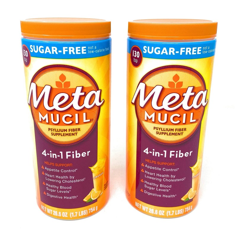 Metamucil Sugar Free Fiber Supplement, Orange Smooth 260 Servings