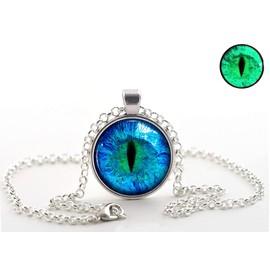 Luminous Eye Glow in the Dark Glass Alloy Pendant Necklace, Zinc, Eyes