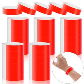 Mersper 500 Pieces Wristbands for Events, Adhesive Wrist Bands Water-Proof Design-Premium Grade Paper Bracelets for Concert, Club, Party-Red