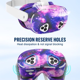 Silicone Cover Set Compatible with Meta Quest 3S Accessories, VR Protector Face Cover, Controller Grips, Front Shell Headset and Lens Protective (Starry Sky Purple)