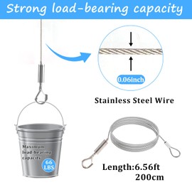 10 Pack Adjustable Picture Hanging Kit 6.6FT Heavy Duty Stainless Steel Wire Frame Mirror Hanging Wire for Pictures Frames Mirrors Billboards Baskets Flowerpots - Supports Up to 66lbs