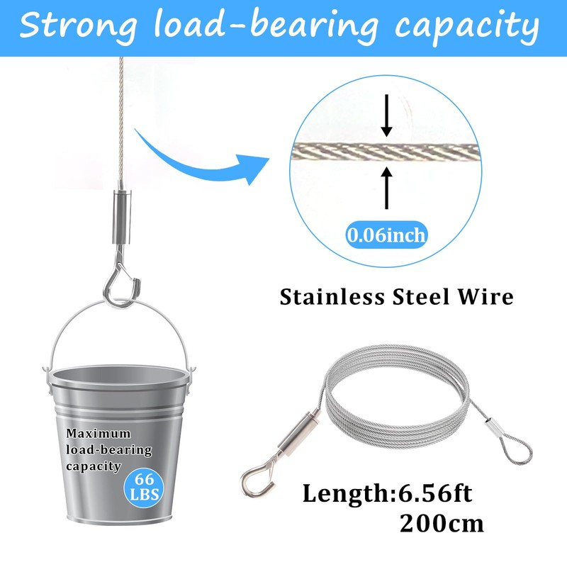 10 Pack Adjustable Picture Hanging Kit 6.6FT Heavy Duty Stainless