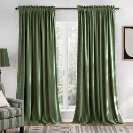 NICETOWN Sage Green Blackout Curtains 72 inches Long 2 Panels (62-inch Wide), Farmhouse and Sleek Velvet Drapes and Curtains for Doorway, Patio Sliding Door, Office, Dorm