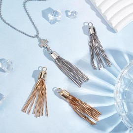 UNICRAFTALE 8pcs 2 Colors Metal Chains Tassel Charm with Hang Loops Tassel Pendants Bookmarks Keychains Earring Bracelets Jewelry Making Gift Decoration