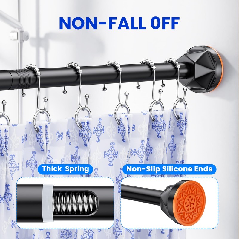 TITGIPE Black Shower Curtain Rod 32-80 Inches, No Drilling Tension