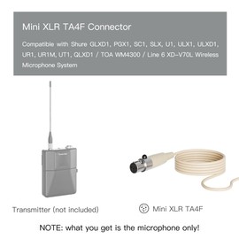 J K Pro Headset Headworn Single Earhook Microphone MIC-J S90 Compatible with Shure Wireless Transmitter