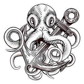 Dopetattoo Tattoo design 6 Sheets Temporary Tattoos Octopus Anchors Temporary tattoo Neck Arm Chest
