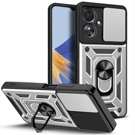 Ezydigitals Case for Oppo A60 5G CamShield Lens Protection Ring Kickstand Case - Silver