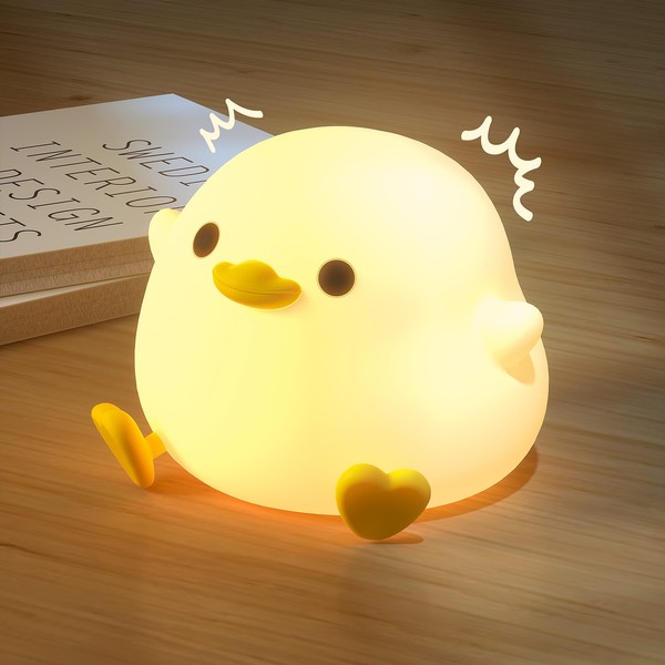 UNEEDE LED Cute Bean Duck Night Light, DoDo Duck Silicone
