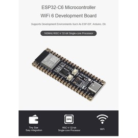 ESP32-C6 Microcontroller, W-iF-i 6/Blue-Too-th 5 and IEEE 802.15.4 Development Board, Adopts ESP32-C6-MINI-1 Chip 160MHz RISC-V 32-Bit Single-Core Processor Supports Raspberry Pi Pico Expansion Board