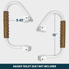 Lunderg 23" Handrails for Elongated Raised Toilet Seat - Raised Toilet Seat Not Included - Extra Sitting Space
