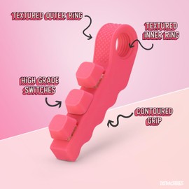 Distractibles 3-in-1 Fidget Spinner with Clicker Buttons and Sensory Strip, Stress Relief Toy for ADHD and Anxiety (Pink)