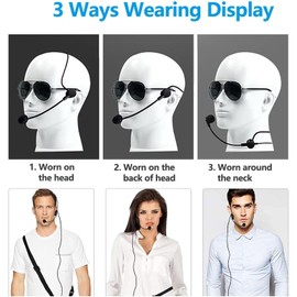 2pcs Microphone Headset Mic, 3.5mm Connector Jack Headset Microphone with Flexible Wired Boom for Voice Amplifier, Teachers, Speakers, Coaches, Presentations, Seniors and More