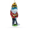 Competitive Shark Playing Golf - Blown Glass Christmas Ornament