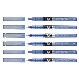 Pack of 6Pilot V5Hi-Tecpoint Liquid Ink Rollerball Pen Fine Blue Pasteaa