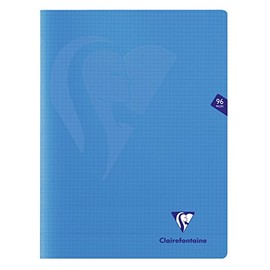 Clairefontaine Mimesys 323362C Exercise Book DIN A4+ 24 x 32 cm Robust with Polypropylene Cover 48 Sheets Squared 90 g Blue Pack of 1