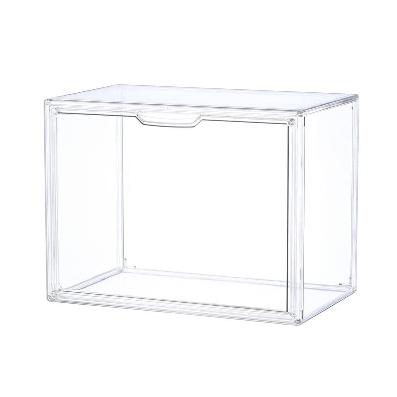 BOHOIDEE 2PACKS Clear Book Storage Organizer for Bookshelf, Plastic Stackable