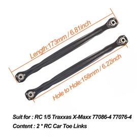 2Pcs Aluminum Front/Rear Toe Links Servo Link Steering Rod for for 1/5 Traxxas X-Maxx 6S 8S RC Monster Truck Upgrades (Black)