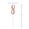 Rose Gold 8th Birthday Cupcake Topper, 24-Pack Number 8 Glitter