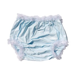 (XX-Large, Transparent Pink) - Haian Adult Incontinence Pull-on Plastic Pants Lace Panties with White Lace (XX-Large, Transparent Pink)