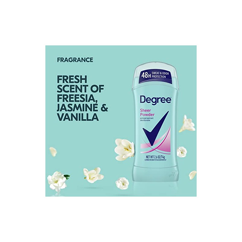 Degree Sheer Powder Antiperspirant Deodorant Stick, 2.6 oz (Pack of