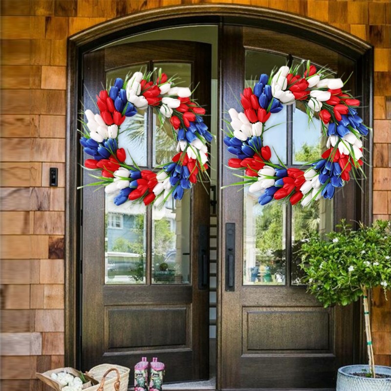 4th of July Independence Day Tulip Wreath Artificial Flower Wreath