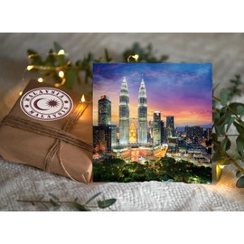 1 x Greeting Card & Vinyl Sticker Set - Malaysia Skyscraper Asia Travel Holiday Landmark Map Flag City Friend Girls Boys Scrapbook #79944