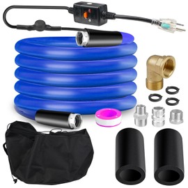 BHB Upgraded 30 FT Heated Water Hose 5/8" ID Compatible with RV -45 ℉ Antifreeze Energy Saving Thermostat RV Accessories, with Storage Bag and 4 Types of Adapters