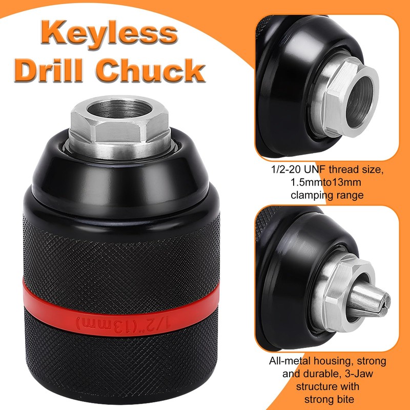 1/2-Inch HA3JAW Keyless Chuck for Bosch SDS-Plus Hammers, 3-Jaw Self-Tighten
