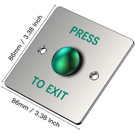 Push to Exit Button for Door Access Control with NO/COM Output, Indoor Outdoor IP68 Weatherproof 304 Stainless Steel Doorbell Type Round Exit Button Switch (OP22D-G- 86 X 86 mm)