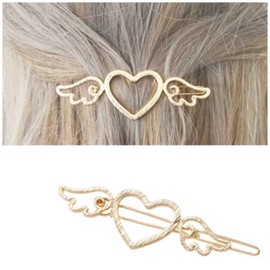 Cimenexe Bohemian Heart Hair Clip Hollow Heart Hair Clip Love Heart Dangle Hair Pin Gold Angel Wings Hair Pins Clips Metal Heart Headpiece Decorative Hair Accessories Jewellery for Women and Women