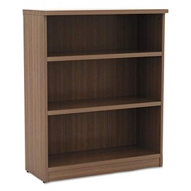 Alera Valencia Series Bookcase, Three-Shelf, 31 3/4"W x 14"D x 39 3/8"H, Modern Walnut