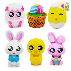 JOYIN 6 Pcs Easter Squishy Toys for Easter Eggs Hunt, Easter Novelty Toys Kids Party Favor, Easter Stress Relief Toy, Easter Basket Stuffers Fillers, Easter Classroom Prize Supplies