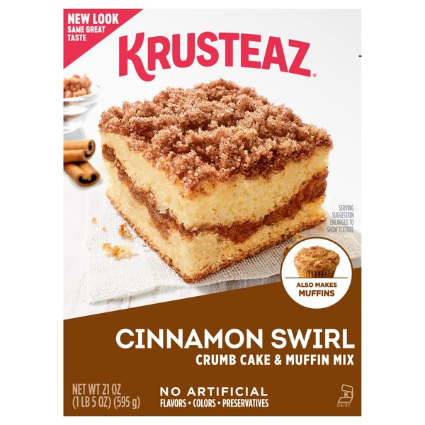 Krusteaz Cinnamon Swirl Crumb Cake and Muffin Mix, 21-Ounce Boxes (Pack of 4)