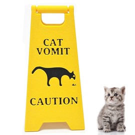 HAOBIN Pack of 1 Sign Cats Puke Sign Dog Poop Sign Cats Vomit Sign with Cat Poop Dog Puke Sign Funny Warning Sign, Joke Gift for Colleagues and Pet Owners (A)