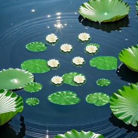 Zeevill Floating Foam Lotus Flowers, 6 Pcs Artificial Water Lilies Artificial Pond Plants for lake, Floating Pond Plants Ornaments for Pond Decorations, White
