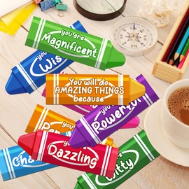 Watercolor Pencils Decorations for Kids Self Affirmation Mirror Decals Inspiring Cutouts Bulletin Board Decor Set Classroom Wall Decals Crayons Cutouts for School Nursery Daycare Chalkboard Supplies